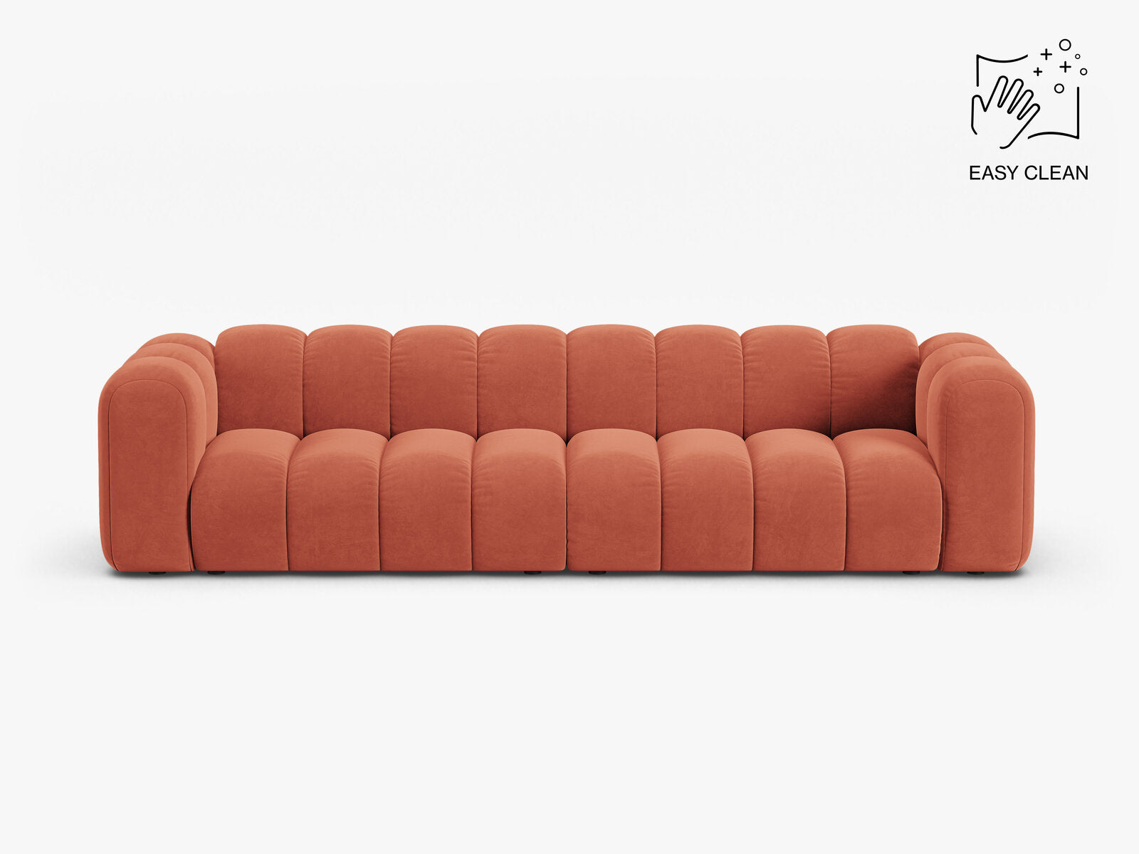 Micadoni Modulares Sofa Lupine 4-Sitzer Samt Venus Koralle