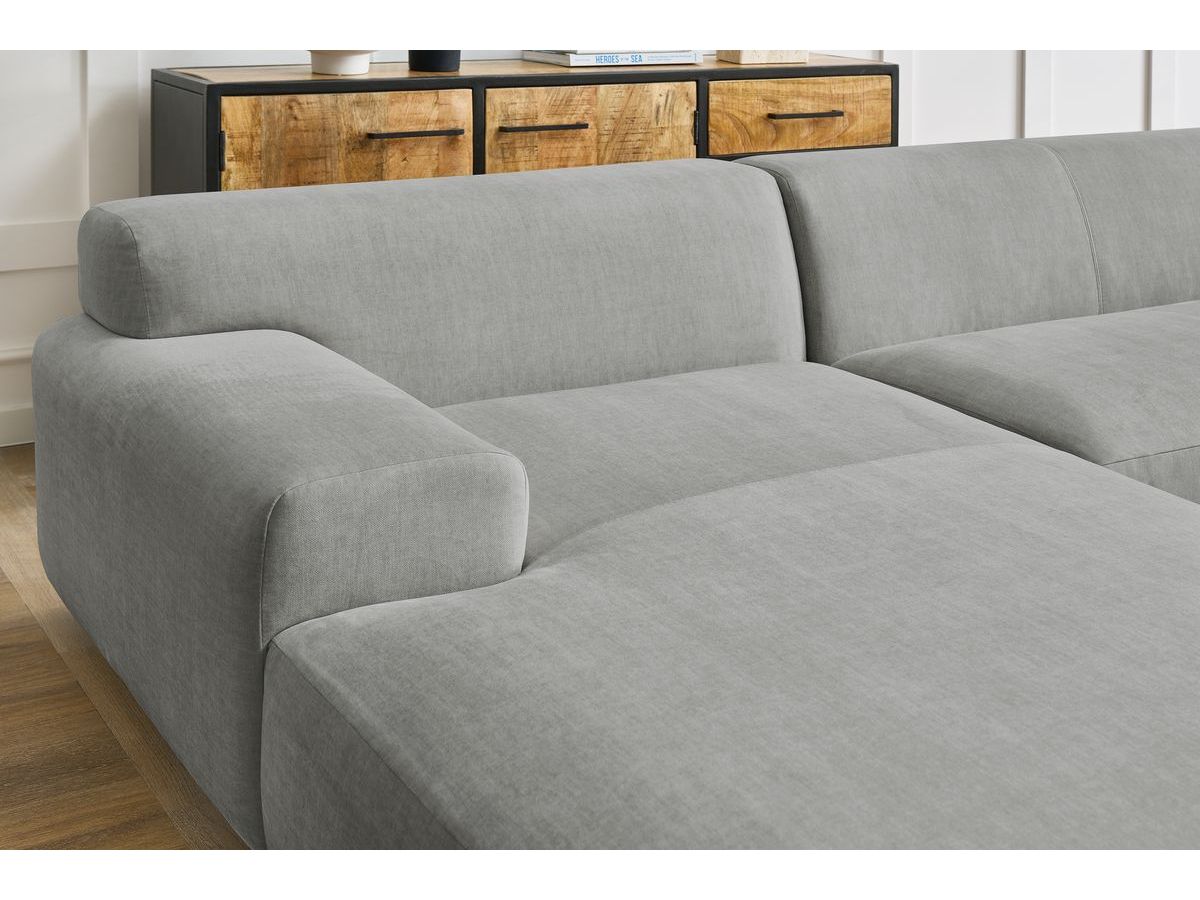 Bobochic Lavena Wohnlandschaft 359 × 220 cm Samt Hellgrau Ecke links