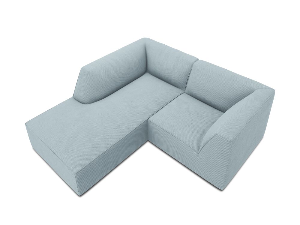 Cosmopolitan Design Ecksofa Siena 3-Sitzer Kord Scala Hellblau Links
