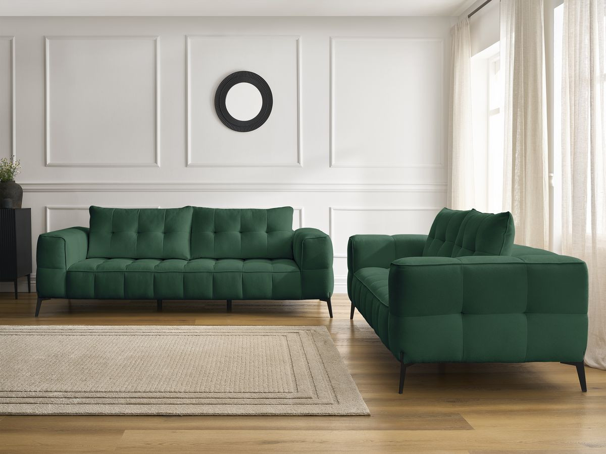 Bobochic Anis Sofa-Set 3- und 2-Sitzer Strukturstoff Grün