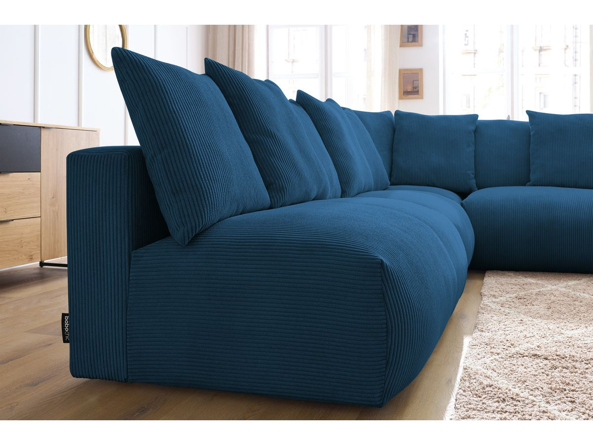 Bobochic Voltaire Ecksofa 322 × 268 cm Cordsamt Dunkelblau Ecke rechts