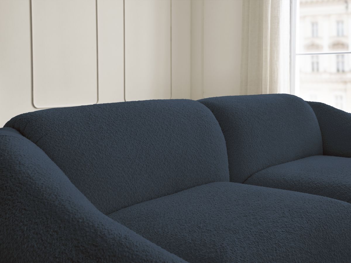Bobochic Tina Sofa 3-Sitzer Bouclé-Stoff Dunkelblau