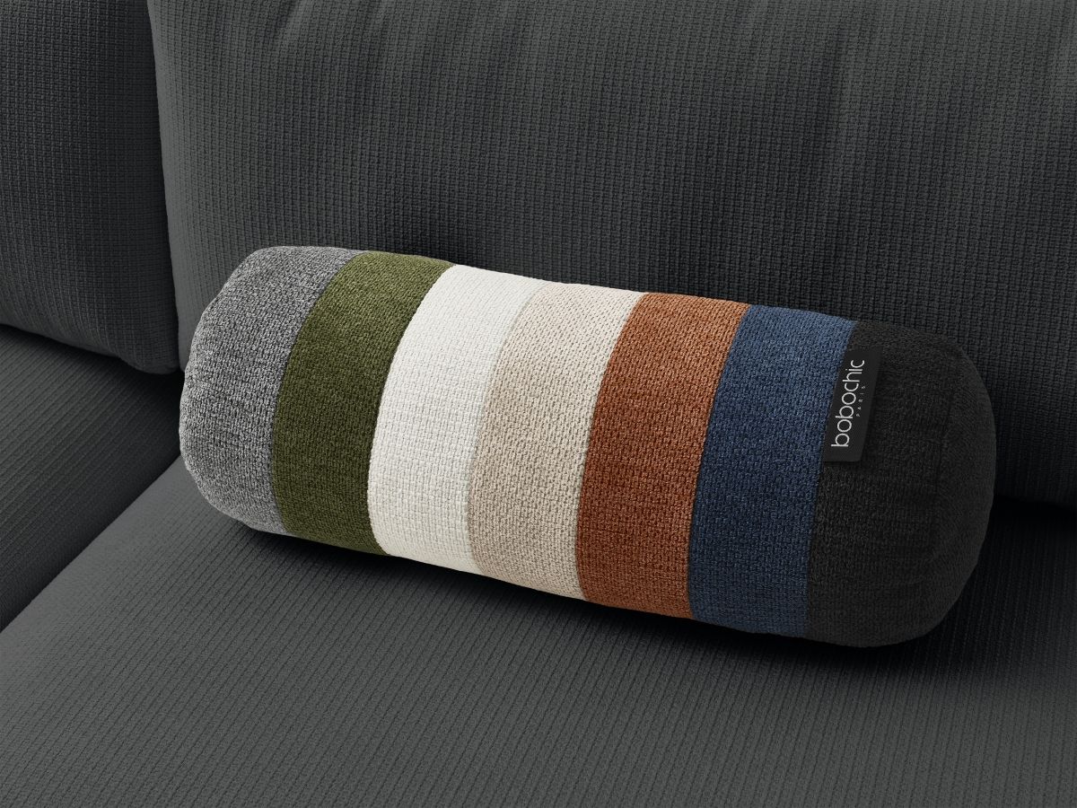 Bobochic Ezechiel Schlafsofa 3-Sitzer mit Bettkasten Melange-Stoff Schwarz
