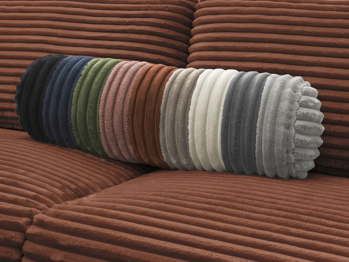Bobochic Hugo Schlafsofa 3-Sitzer Cordsamt Orange, Liegefläche 140 × 190 cm
