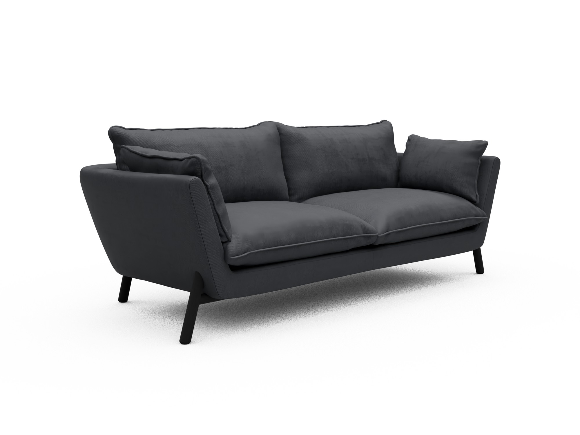 Skandi Home Sofa Emil Soft 3-Sitzer Beinfarbe Eiche Schwarz Cordufine-Slate-Grey moebelfaktor