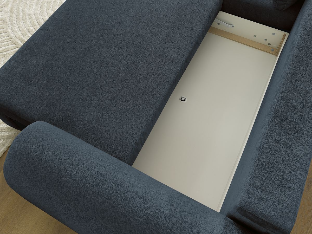 Bobochic Lucien Ecksofa mit Schlaffunktion und Bettkasten 314 × 167 cm Stoff Dunkelblau Ecke links