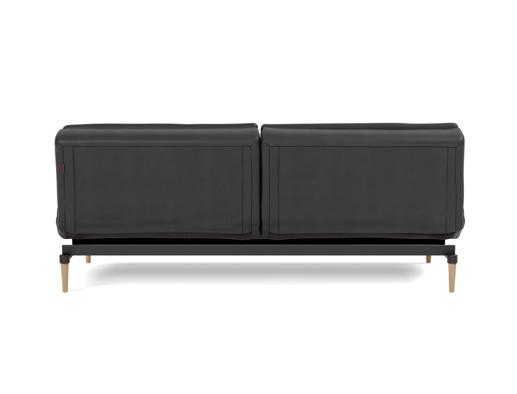 Schlafsofa Dublexo Lederoptik Faunal 550-Black Beine Styletto Eiche hell