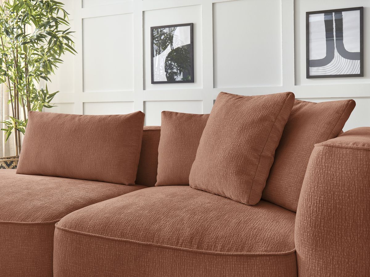 Bobochic Leopold Sofa 3-Sitzer Strukturstoff Orange Armlehne rechts