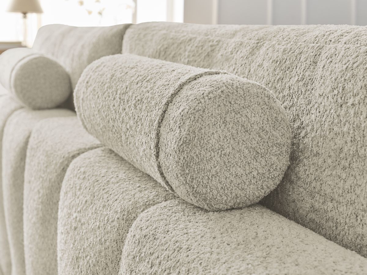 Bobochic Anakin Sofa 3-Sitzer, 2 Kissen Bouclé-Stoff Beige