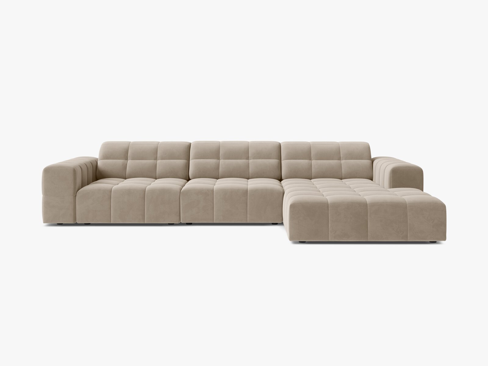 Micadoni Ecksofa Jennifer 4-Sitzer Rechts Samt Bluvel Dunkelbeige