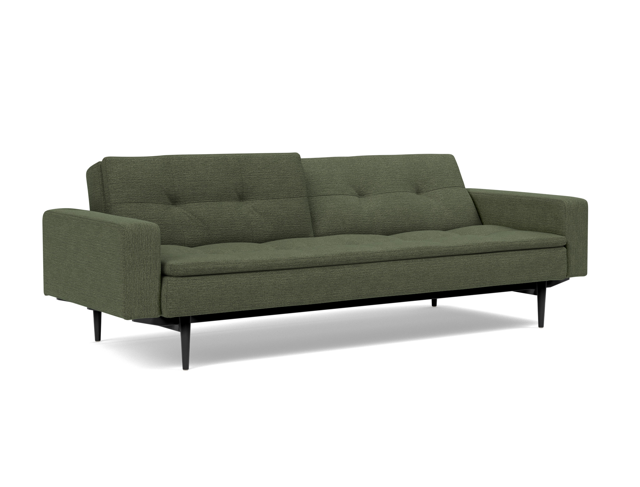 Schlafsofa Dublexo mit Armlehnen Strukturierter Stoff Taura 353-Forest Beine Styletto Eiche schwarz