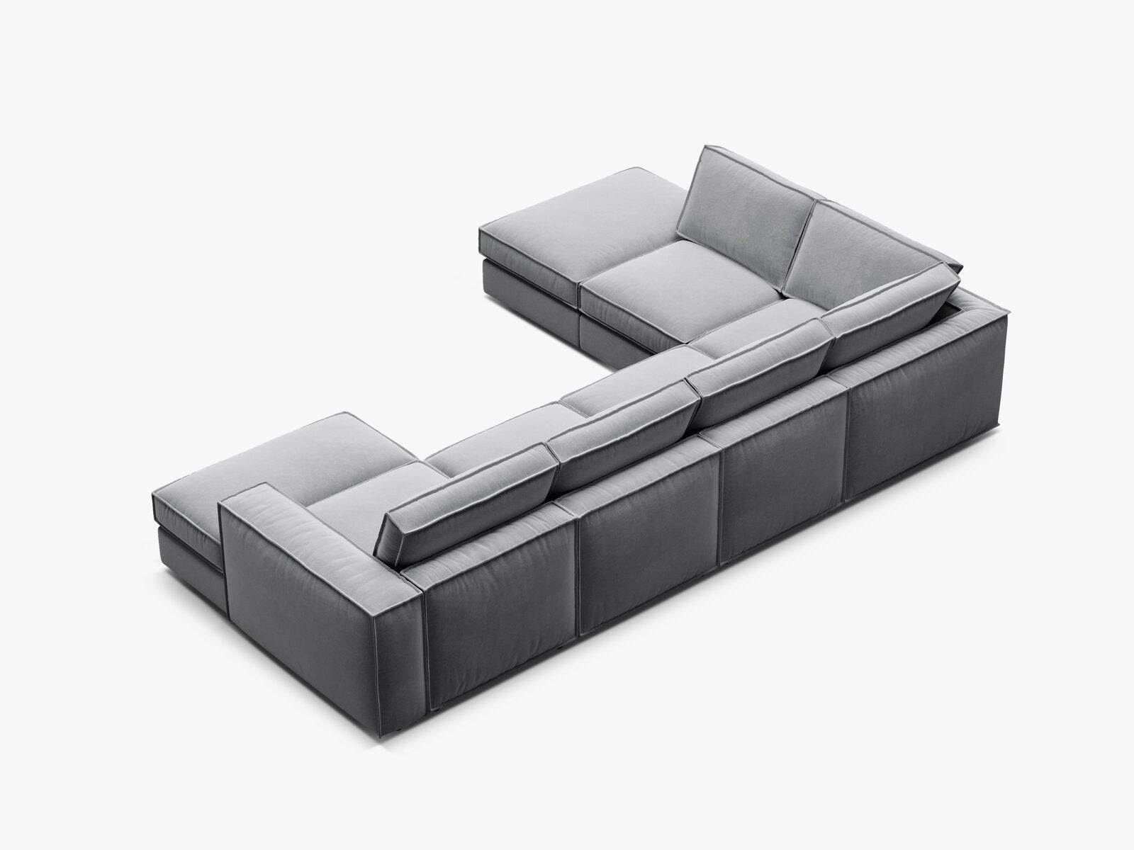 Micadoni modulares Panorama Ecksofa Pola 5-Sitzer Links Samt Salvador Grau