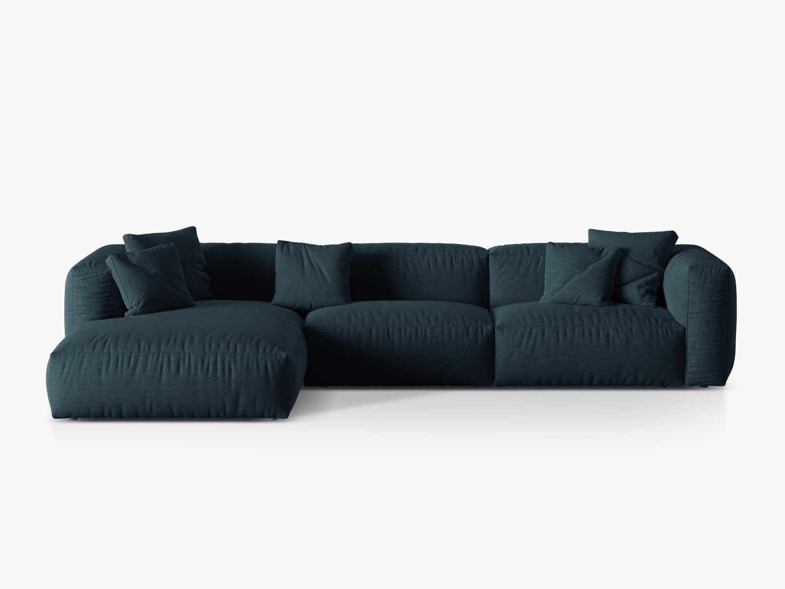 Micadoni Ecksofa Martina 3-Sitzer Links Strukturierter Stoff Boston Jeansblau