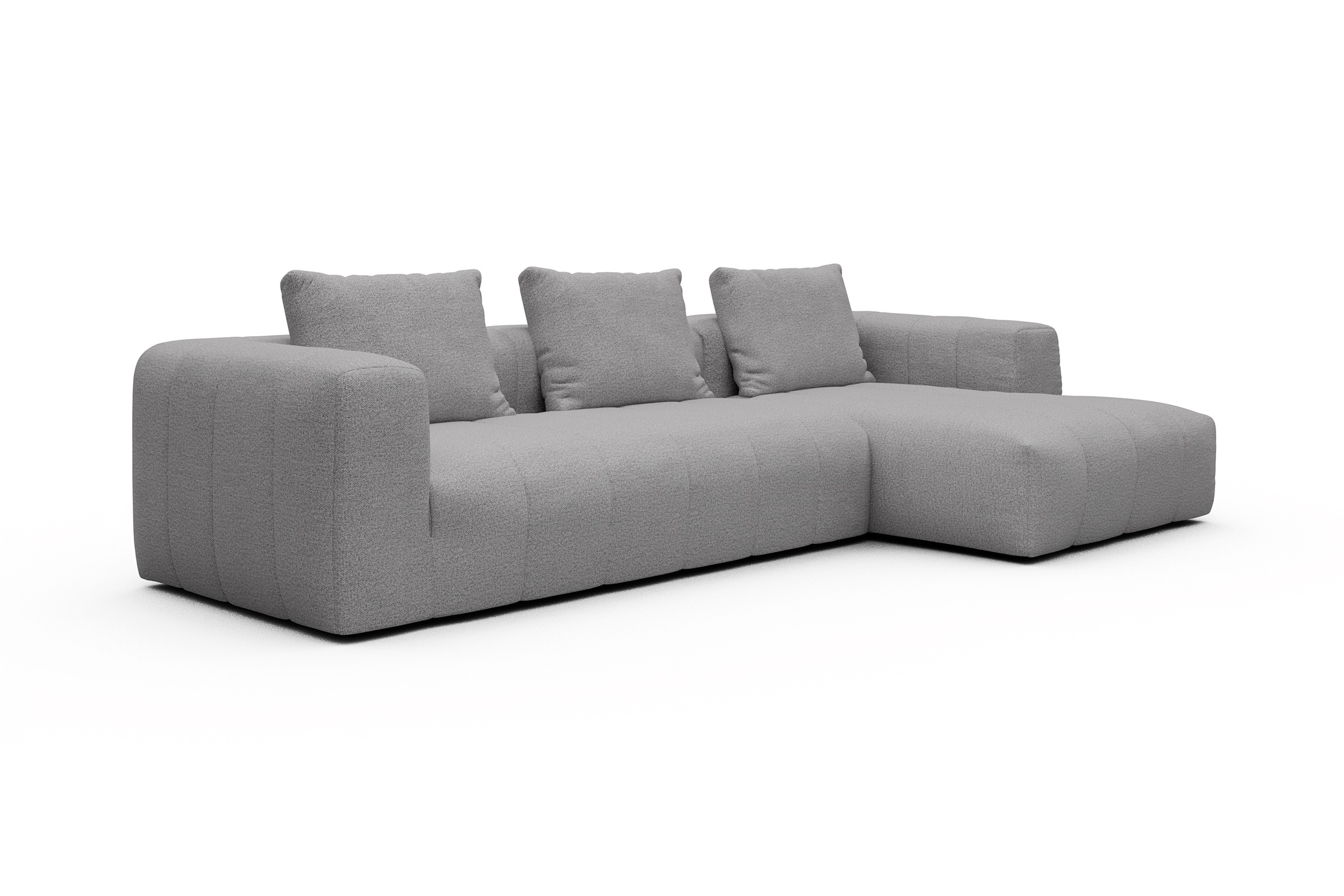 Ecksofa Hugo 2,5-Sitzer Armlehne links mit Chaiselongue Sama-Grey