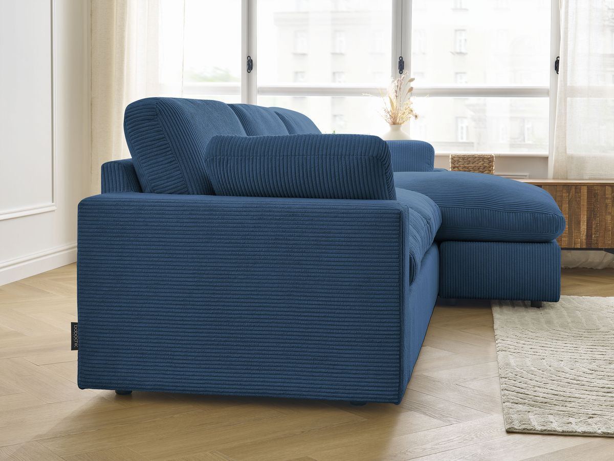 Bobochic Belair Ecksofa 280 × 139 cm Cordsamt Dunkelblau
