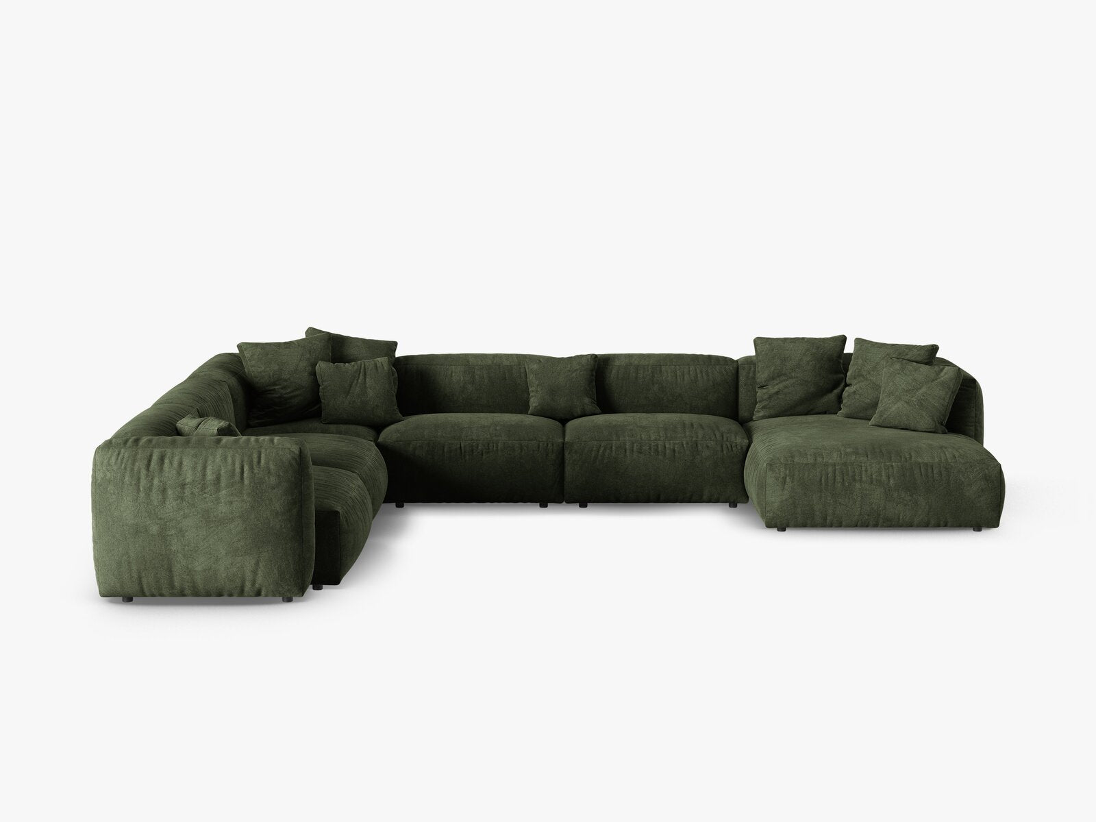 Micadoni modulares Ecksofa XL Martina 6-Sitzer 90cm Sitztiefe Links Samt Vogue Grün