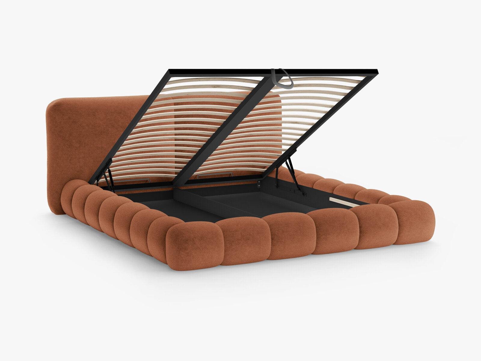 Micadoni Stauraumbett mit Kopfteil Solange Chenille Perfect Harmony Terrakotta 200x200