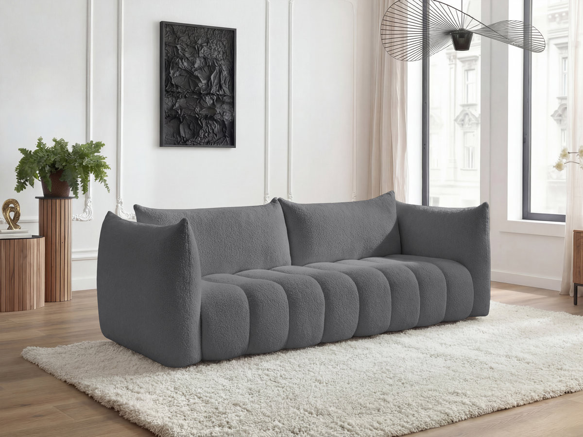 Bobochic Azra Sofa 4-Sitzer Bouclé-Stoff Dunkelgrau