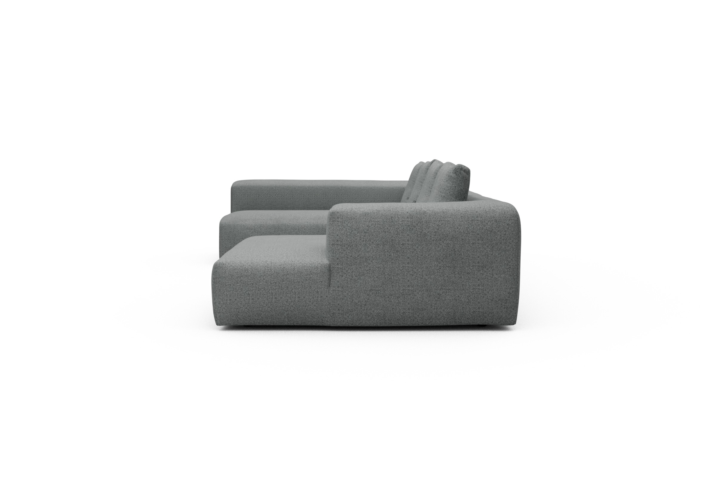 Wohnlandschaft Fred Chaiselongue rechts mit 2-Sitzer und lange Armlehne links Aivi-Gravet-Grey