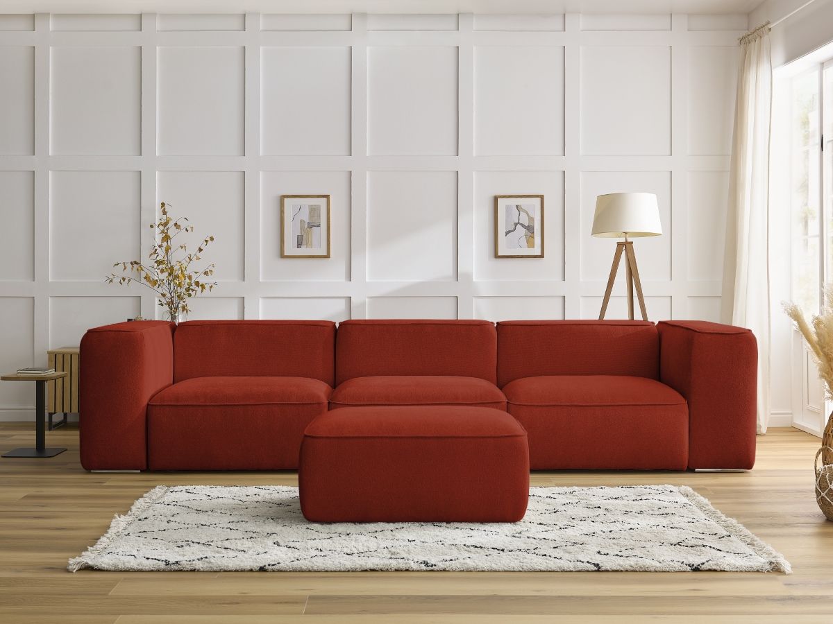 Bobochic Zephyr Sofa 4-Sitzer mit Pouf Strukturstoff Orange