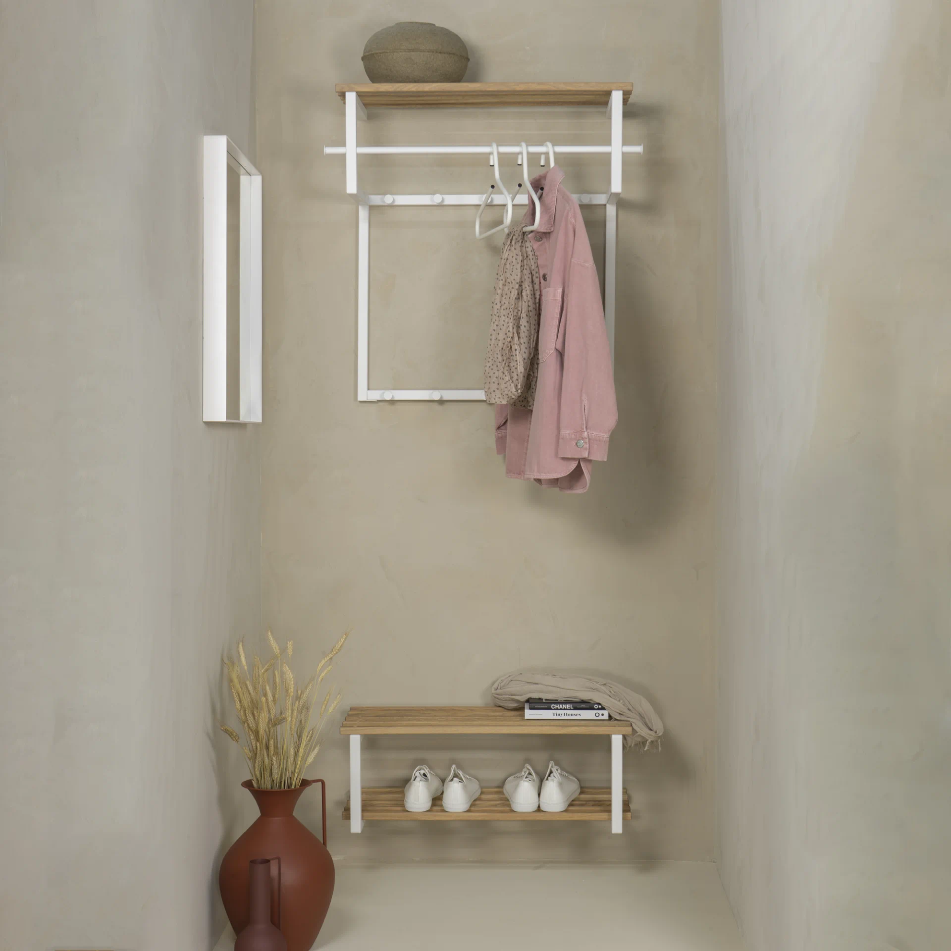 Spinder Design Rizzoli Wandgarderobe Weiß / Eiche