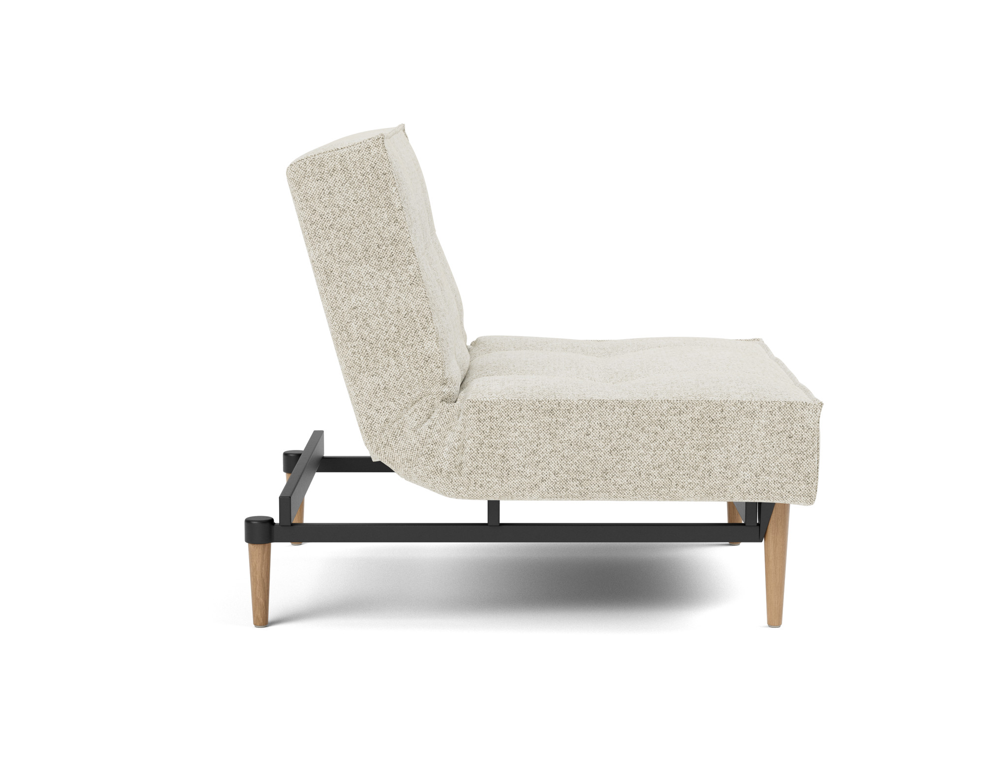 Sessel Splitback Strukturierter Stoff Taura 357-Off-White Beine Styletto Eiche hell