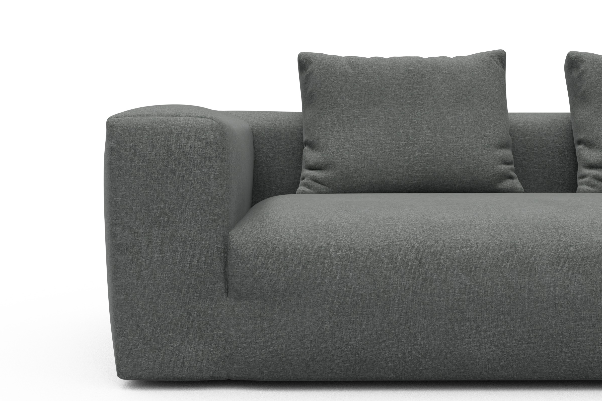 Wohnlandschaft Fred Chaiselongue rechts mit 2-Sitzer und lange Armlehne links Satya-Steel