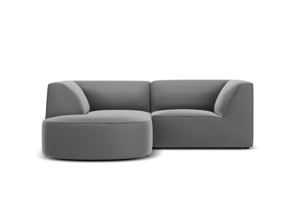 Cosmopolitan Design Ecksofa Siena 3-Sitzer abgerundet Samt Salvador Grau Links
