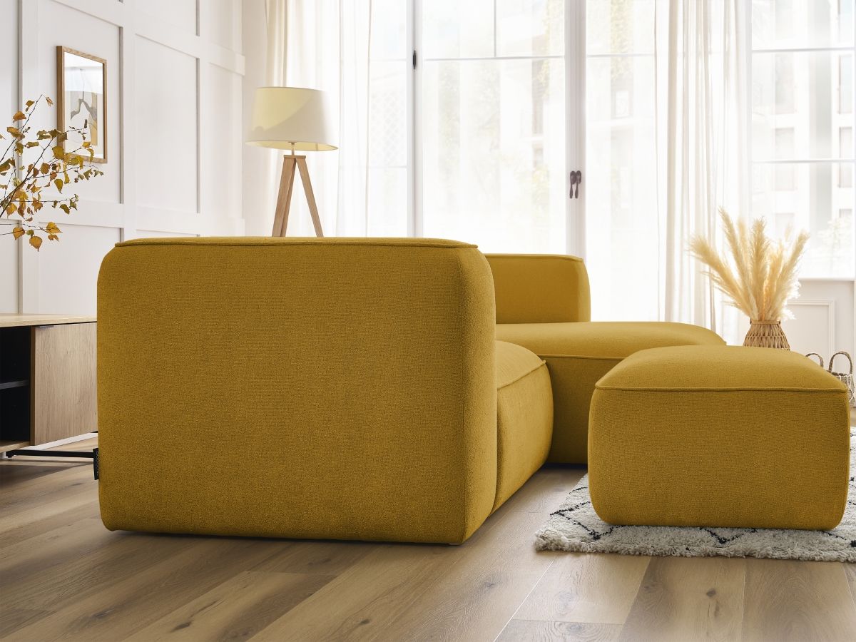 Bobochic Zephyr Ecksofa mit Pouf 260 × 165 cm Strukturstoff Gelb Ecke rechts