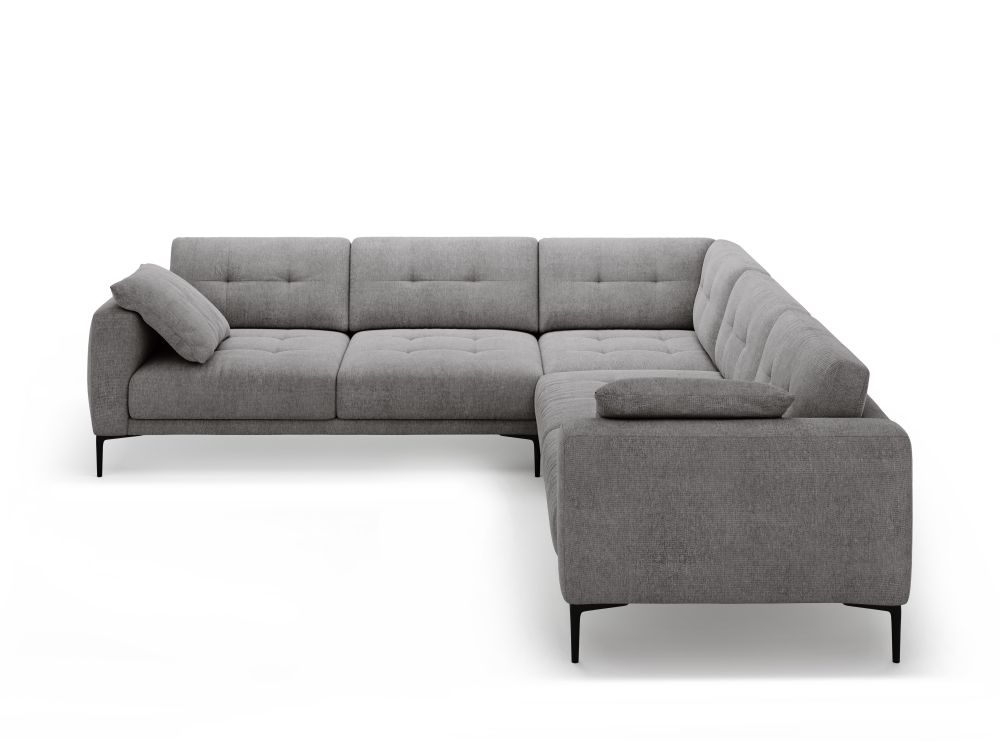 Cosmopolitan Design Symmetrisches Ecksofa Lazio 5-Sitzer Strukturierter Stoff Sorella Grau