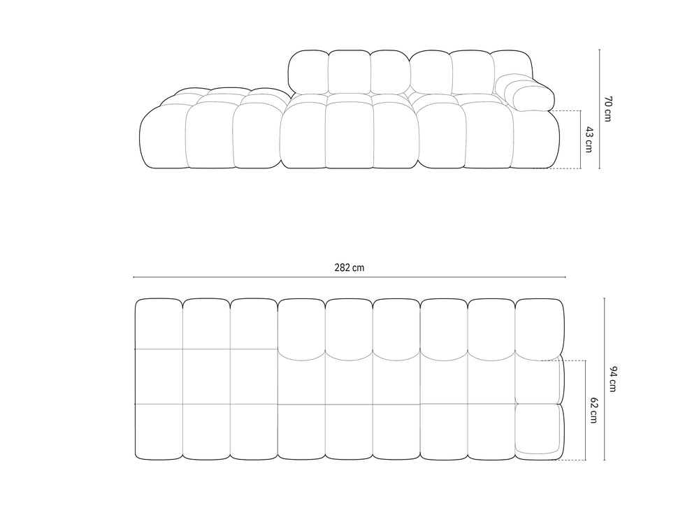 Cosmopolitan Design Modulares Sofa Cortina 4-Sitzer Samt Bluvel Flaschengrün Links