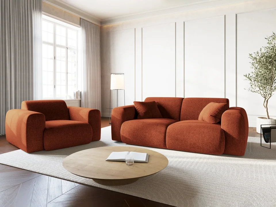 Cosmopolitan Design Sofa Nolio 2-Sitzer Chenille Haga Terrakotta