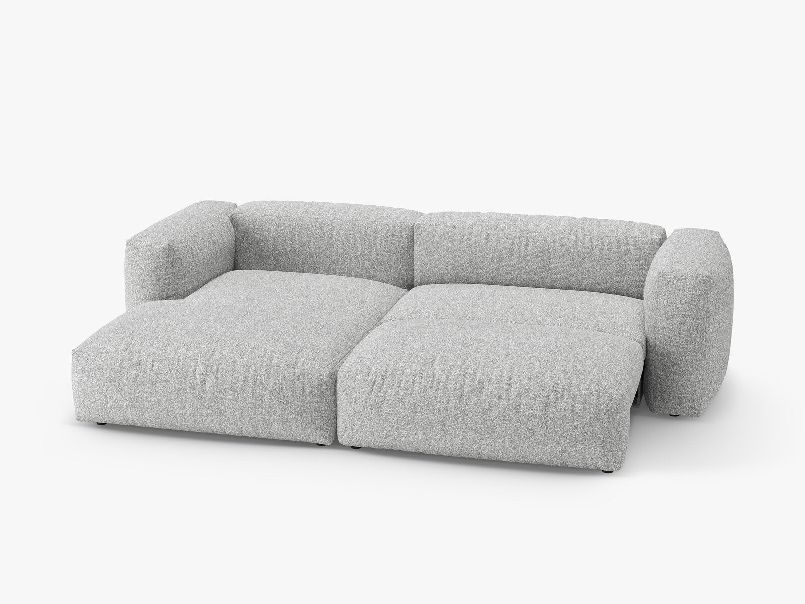 Micadoni Martina Ecksofa 4-Sitzer mit Schlaffunktion Links Boucle Monet Silber
