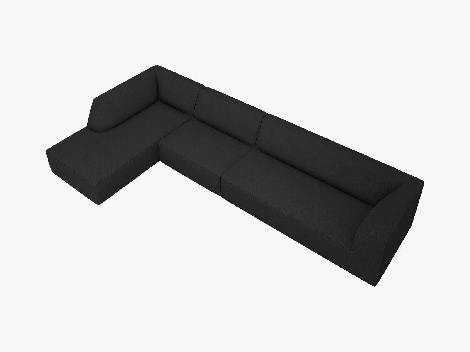 Micadoni Ecksofa Ruby 5-Sitzer Links Strukturierter Stoff Ottawa Schwarz