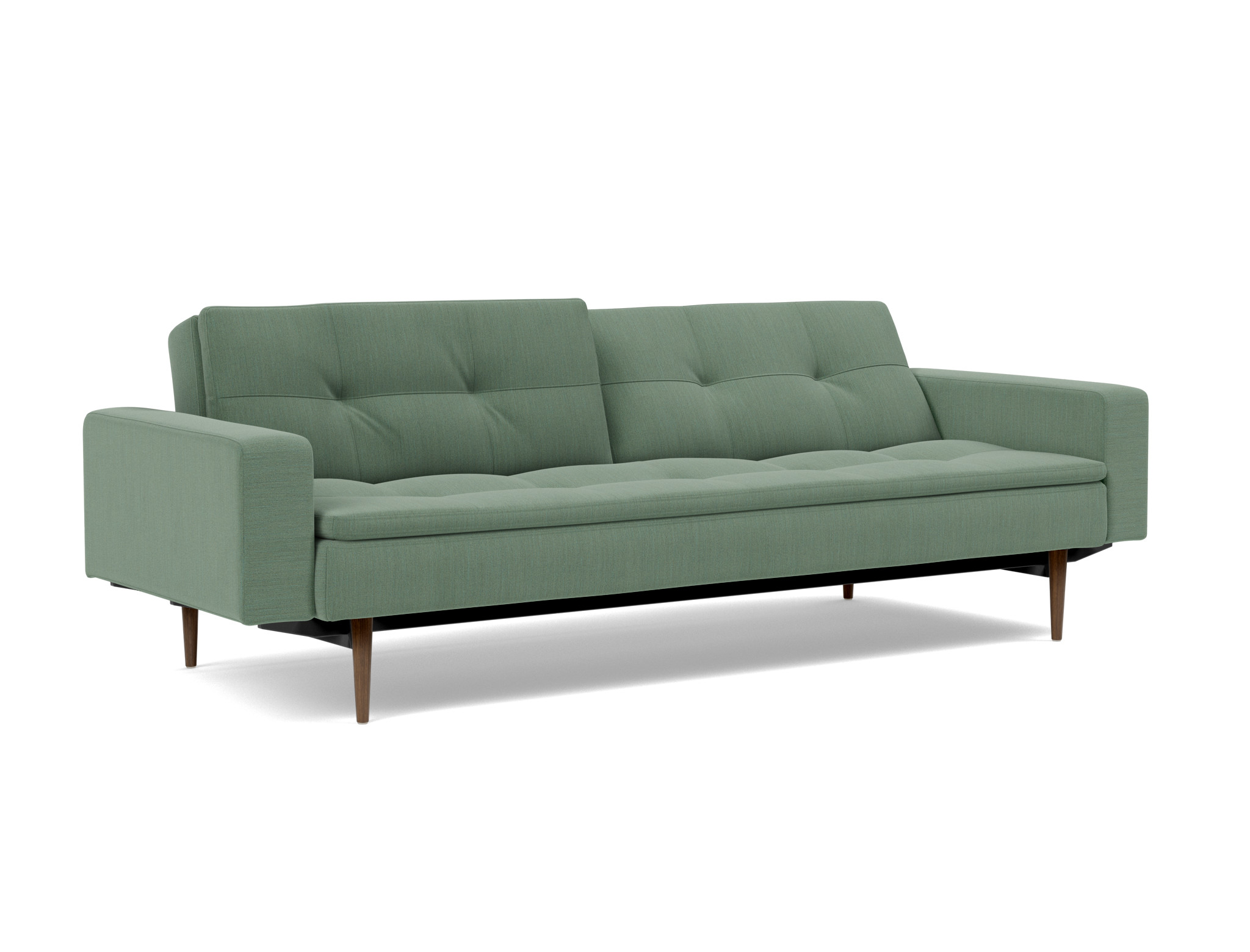 Schlafsofa Dublexo mit Armlehnen Flachgewebe Elegance 518-Green Beine Styletto Eiche dunkel