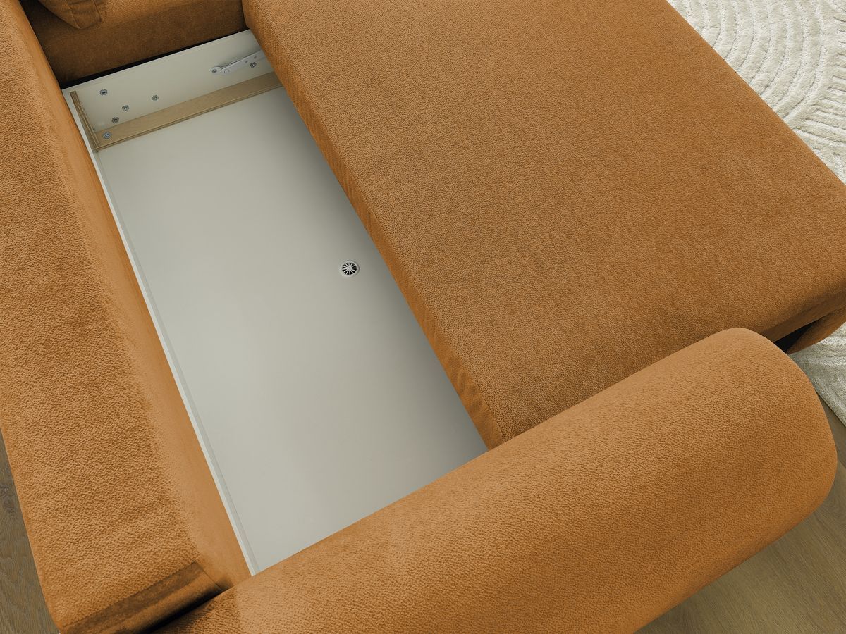 Bobochic Lucien Ecksofa mit Schlaffunktion und Bettkasten 314 × 167 cm Stoff Gelb Ecke rechts
