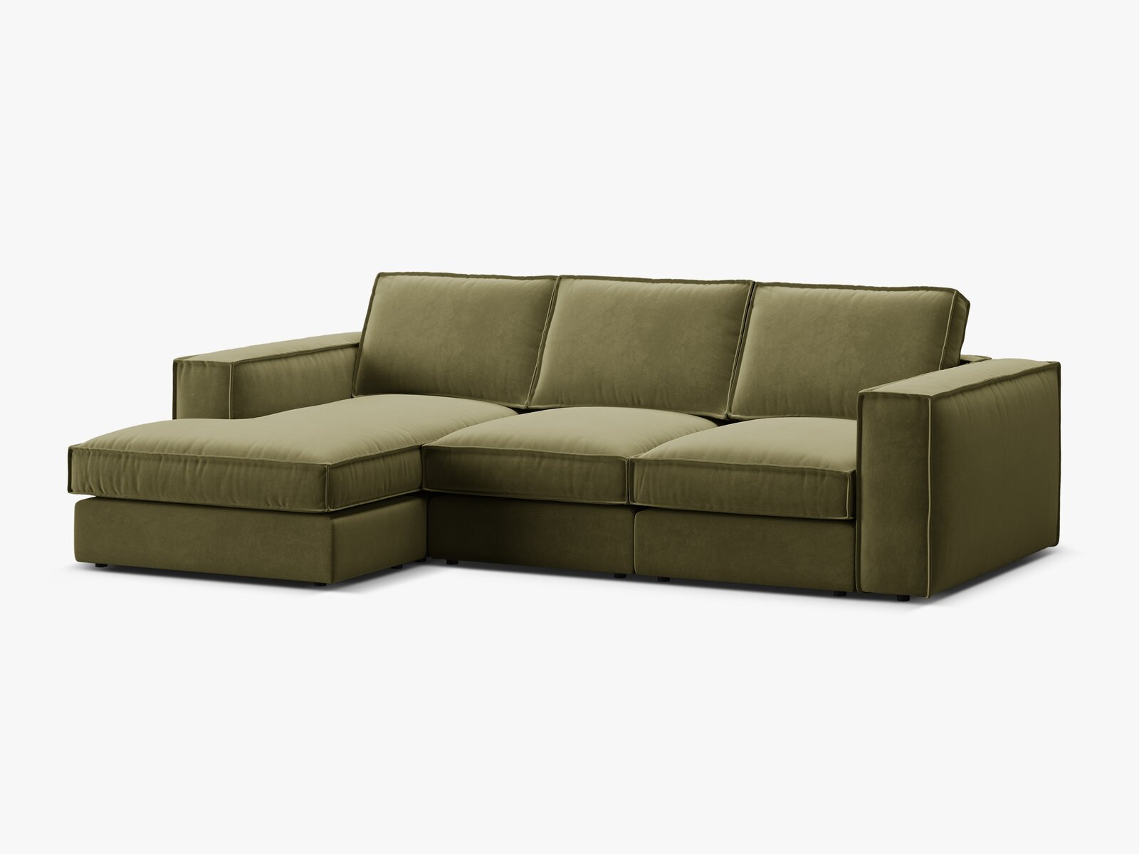 Micadoni modulares Ecksofa Pola 3-Sitzer Links Samt Salvador Grün