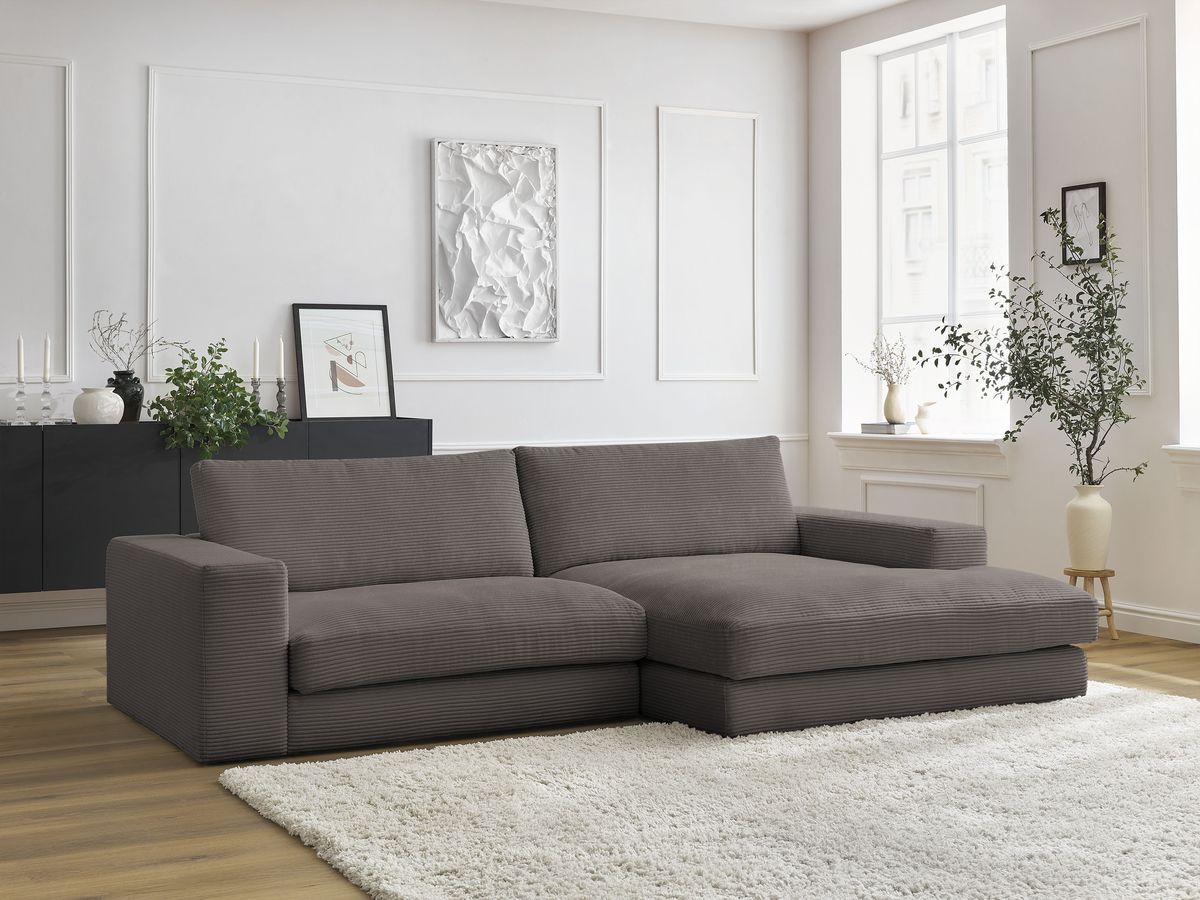 Bobochic Leonard Ecksofa 234 × 159 cm Cordsamt Braun Ecke rechts