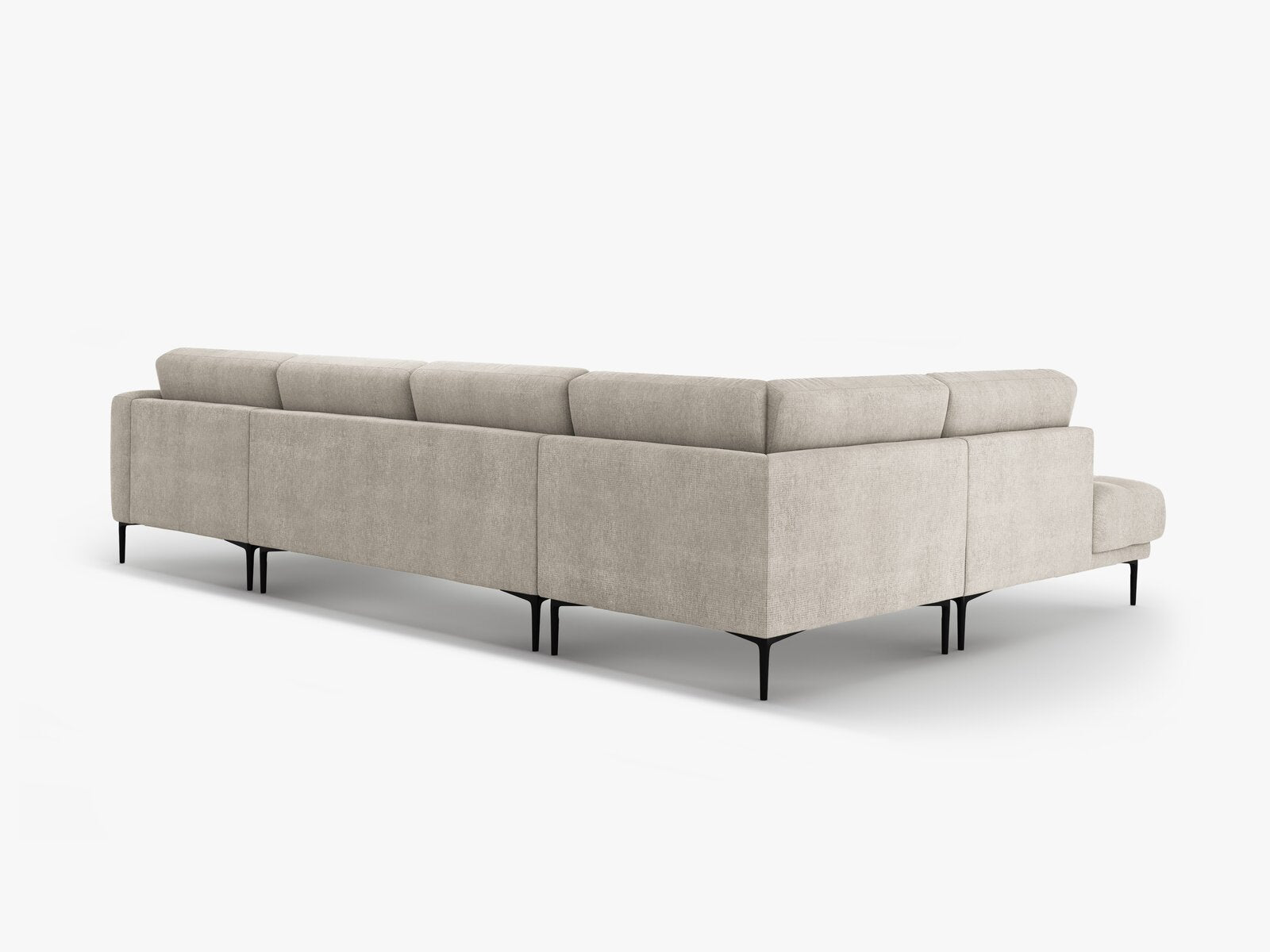 Micadoni Panorama Ecksofa Bemy 7-Sitzer Links Strukturierter Stoff Beige