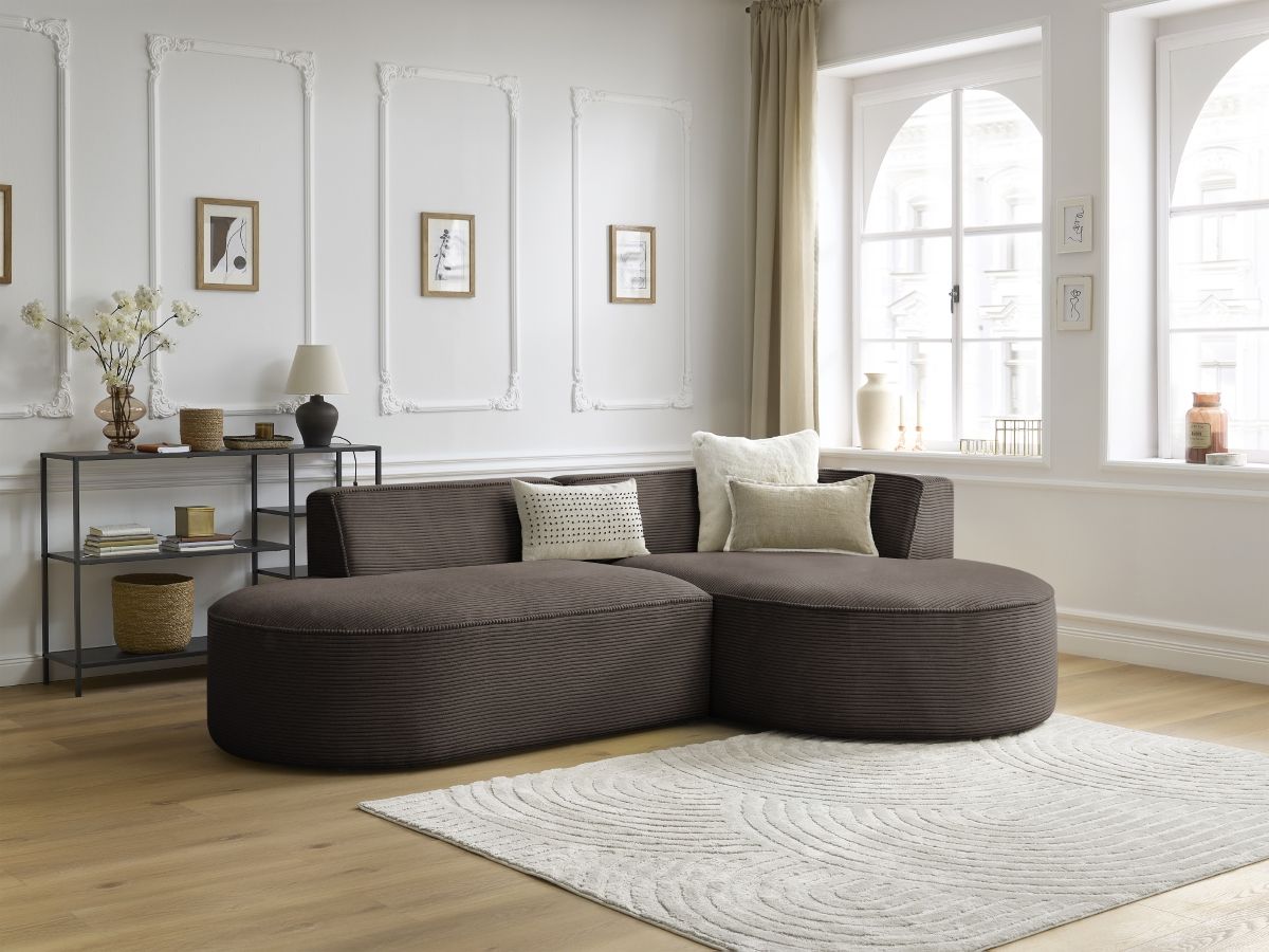 Bobochic Rousseau Ecksofa Cordsamt Braun Ecke rechts