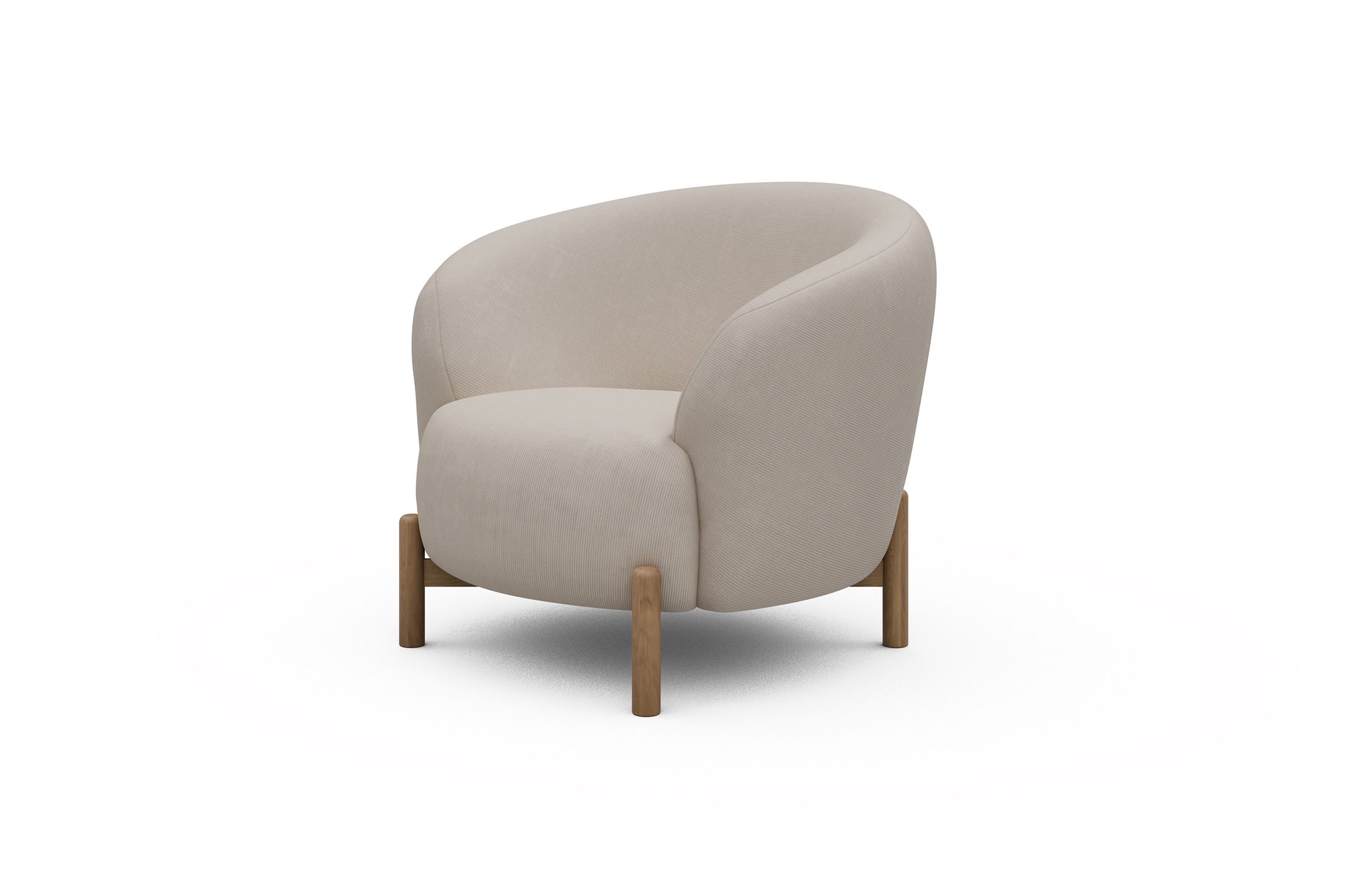 Sessel Ronda Holzbeine Eiche Natur Cordufine-Off-White
