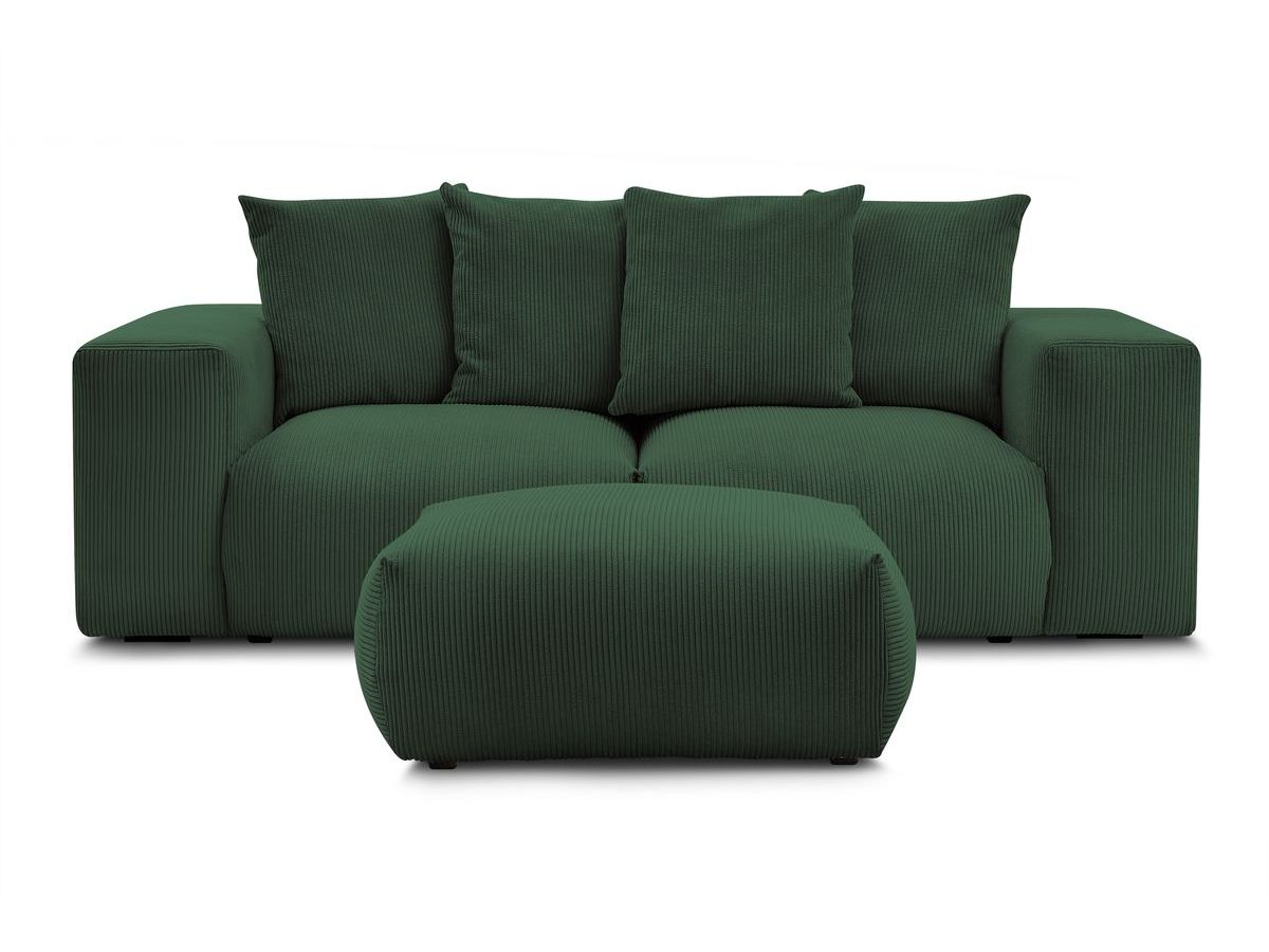 Bobochic Voltaire Sofa 4-Sitzer mit Pouf 248 × 100 cm Cordsamt Grün