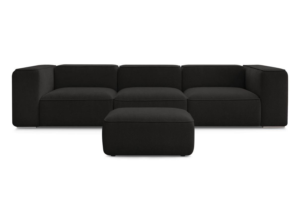 Bobochic Zephyr Sofa 4-Sitzer mit Pouf Strukturstoff Schwarz
