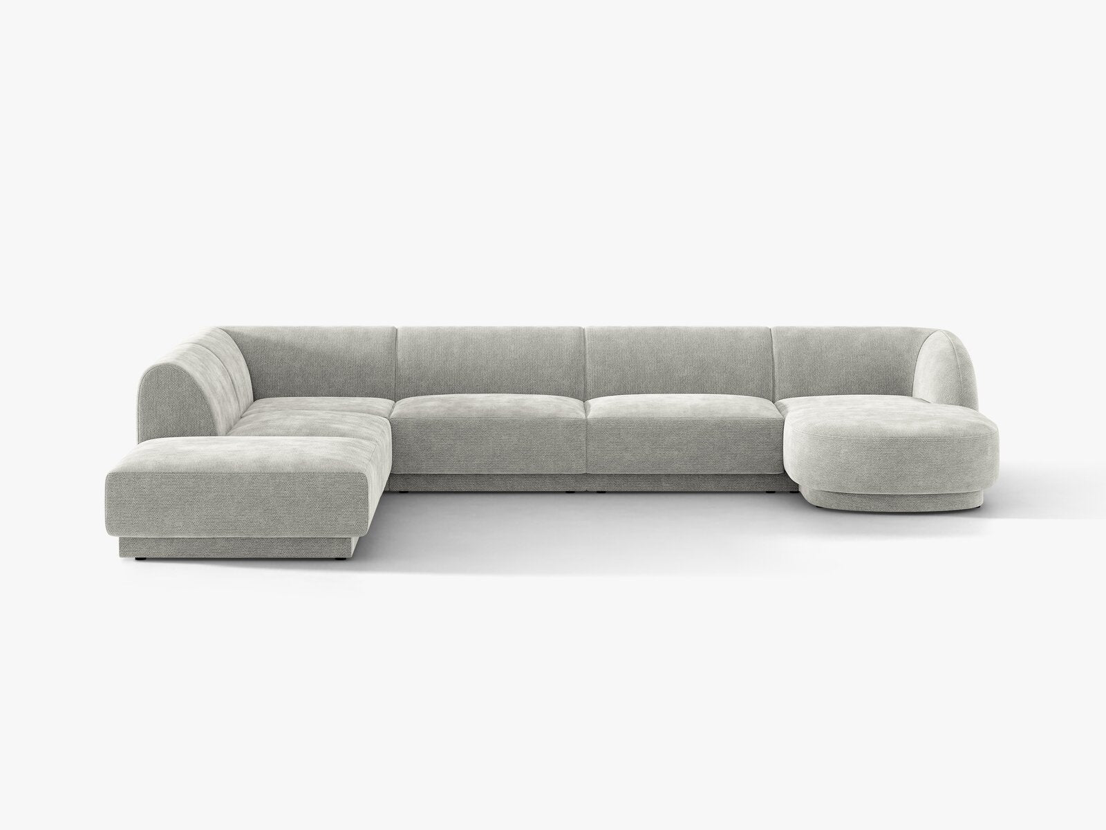 Micadoni Panorama-Ecksofa Miley 6-Sitzer Links Chenille Eden Silber
