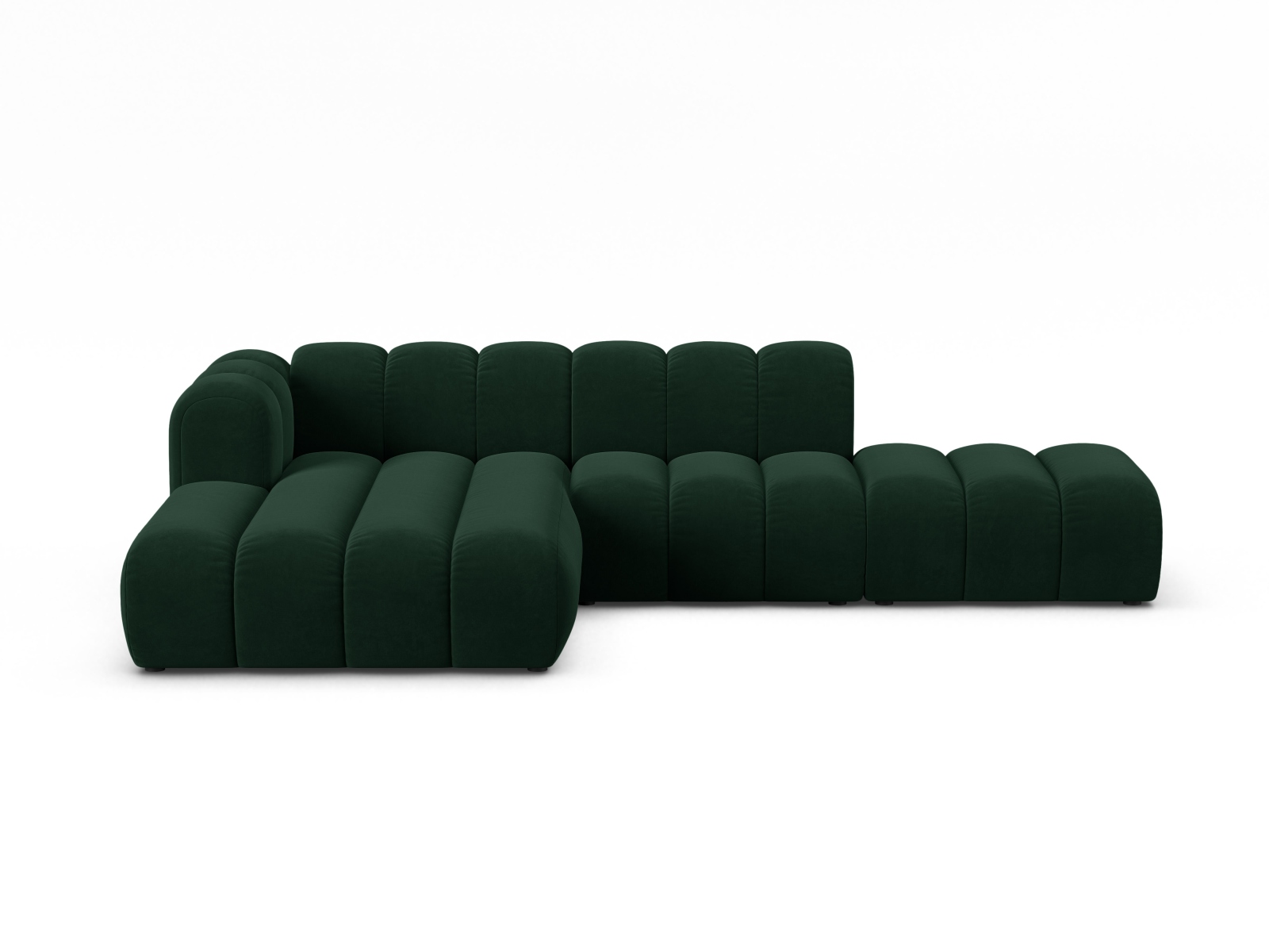 Micadoni Modulares Ecksofa offen Lupine 5-Sitzer Links Samt Salvador Flaschengrün