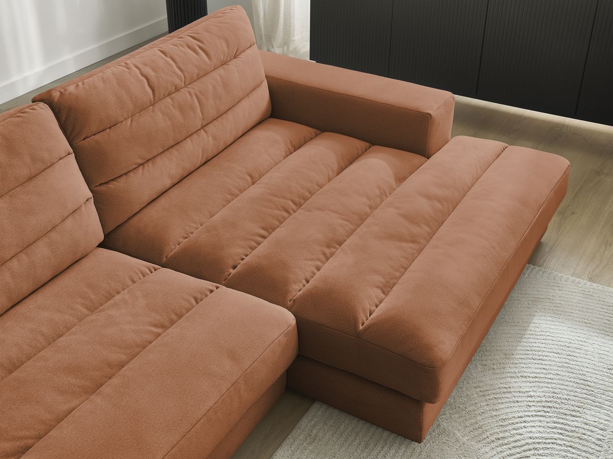 Bobochic Sierra Ecksofa Samt Orange Ecke rechts