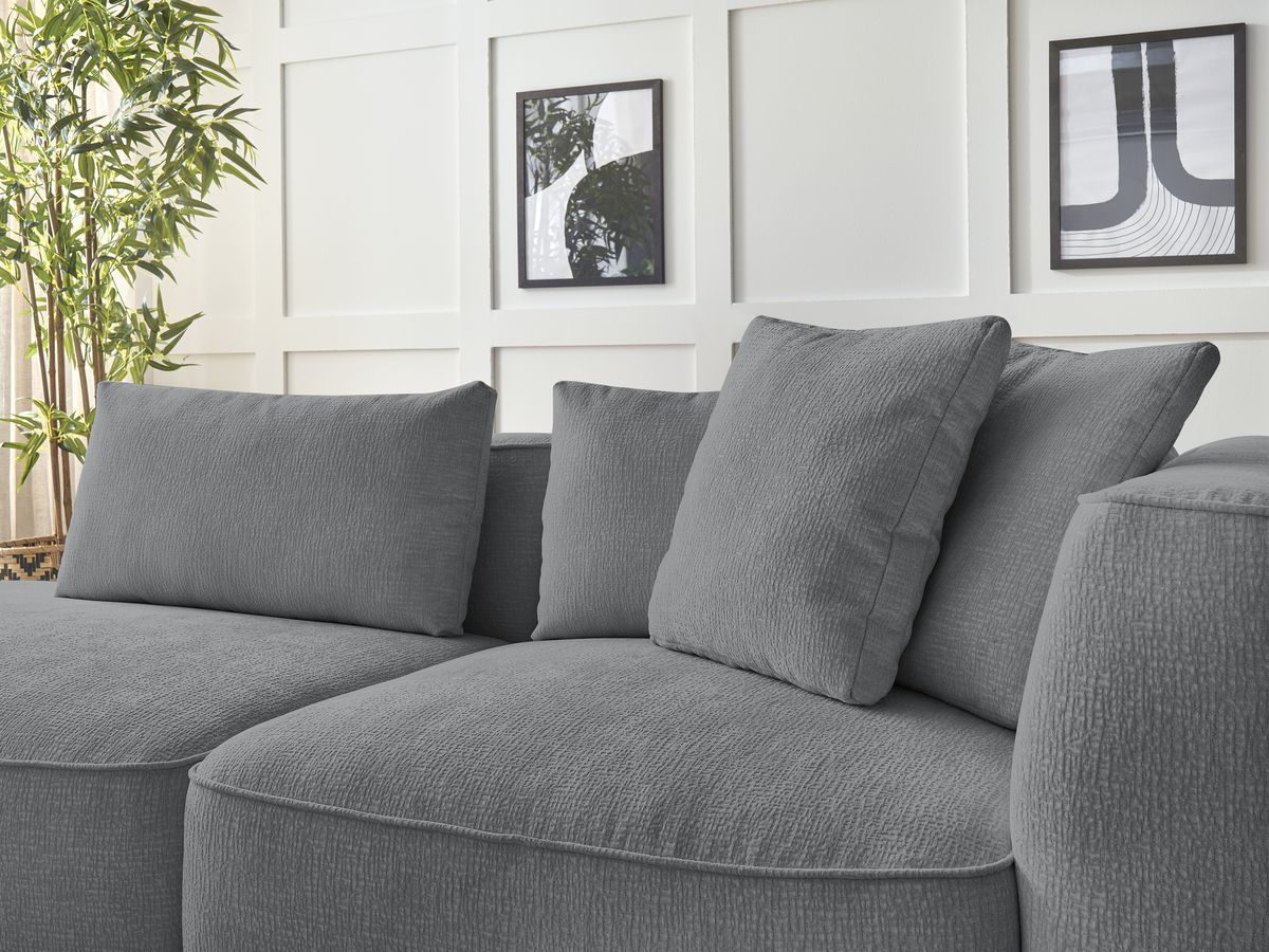 Bobochic Leopold Sofa 3-Sitzer Strukturstoff Dunkelgrau Armlehne rechts
