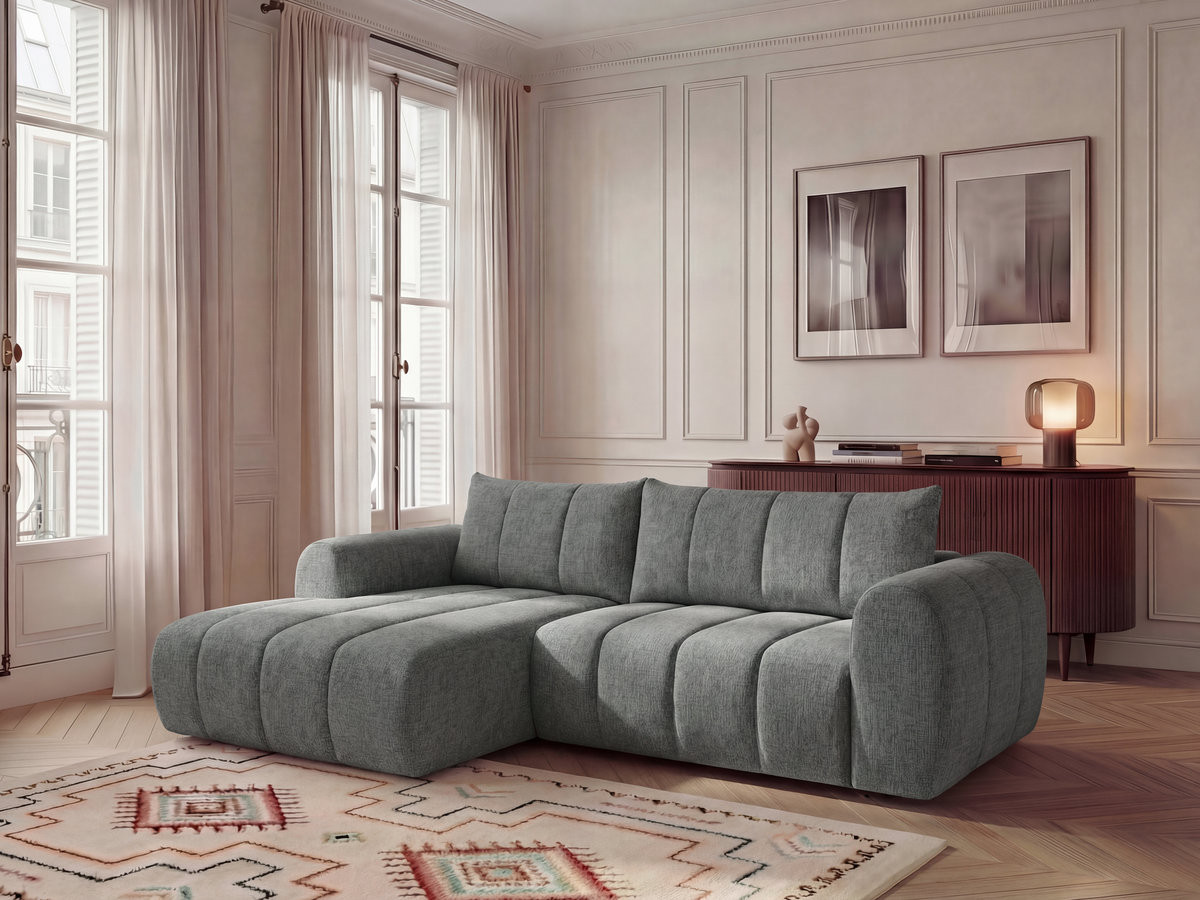 Bobochic Nesty Ecksofa 272 cm Melange-Stoff Dunkelgrau Ecke links