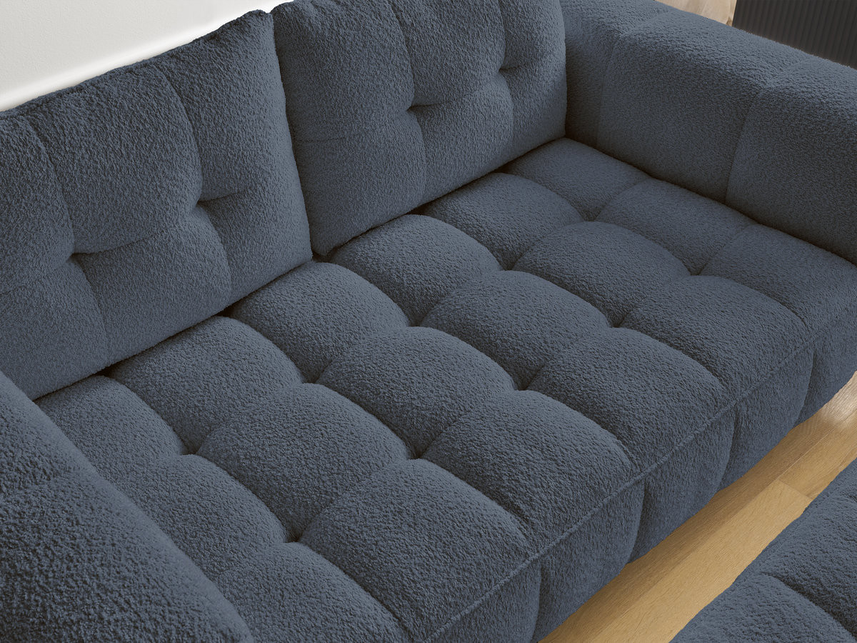 Bobochic Anis Sofa 2-Sitzer mit Pouf Bouclé-Stoff Dunkelblau
