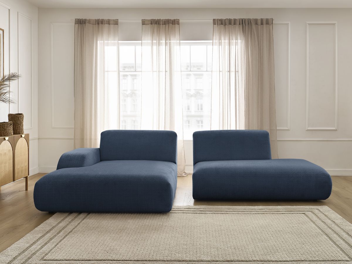 Bobochic Sirius Ecksofa 300 × 170 cm Strukturstoff Dunkelblau Ecke links